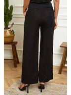 Le Monde Du Lin Women's wide-leg linen trousers, black