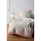 Bedding set, ecru with dove and flower print 155 x 220 cm