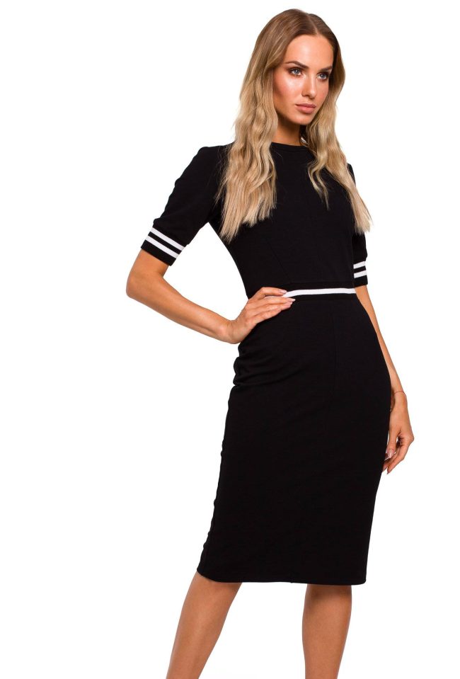 Made of Emotion Women's cotton dress, black with white trim