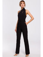 Made of Emotion Women's elegant jumpsuit with asymmetric neckline, black