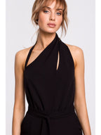 Made of Emotion Women's elegant jumpsuit with asymmetric neckline, black