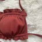 Zaful Embossed Ruffle Swimsuit Summer 2025, Brown