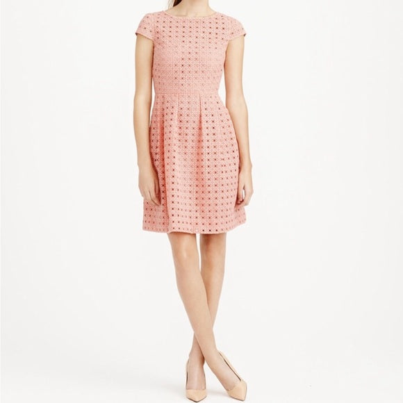 Escada Women's cotton dress with embroidery, peach color