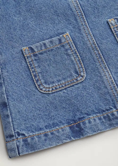 Denim dress for girl made of organic cotton, blue denim 