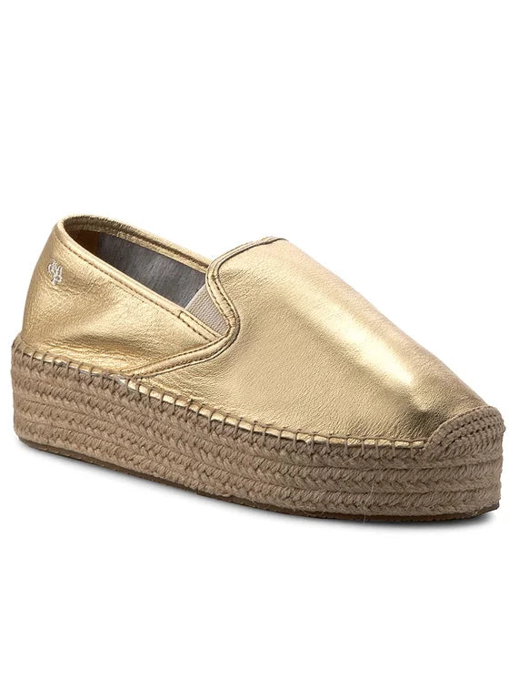 Marc O'Polo Women's genuine leather espadrilles, golden 
