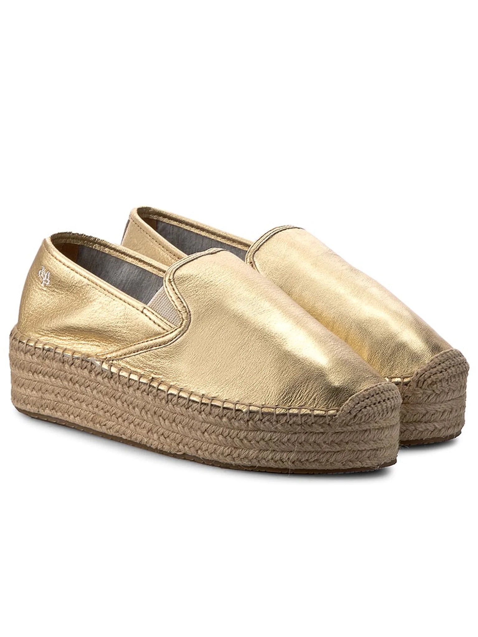 Marc O'Polo Women's genuine leather espadrilles, golden 