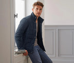 Men's waterproof quilted jacket, dark blue 