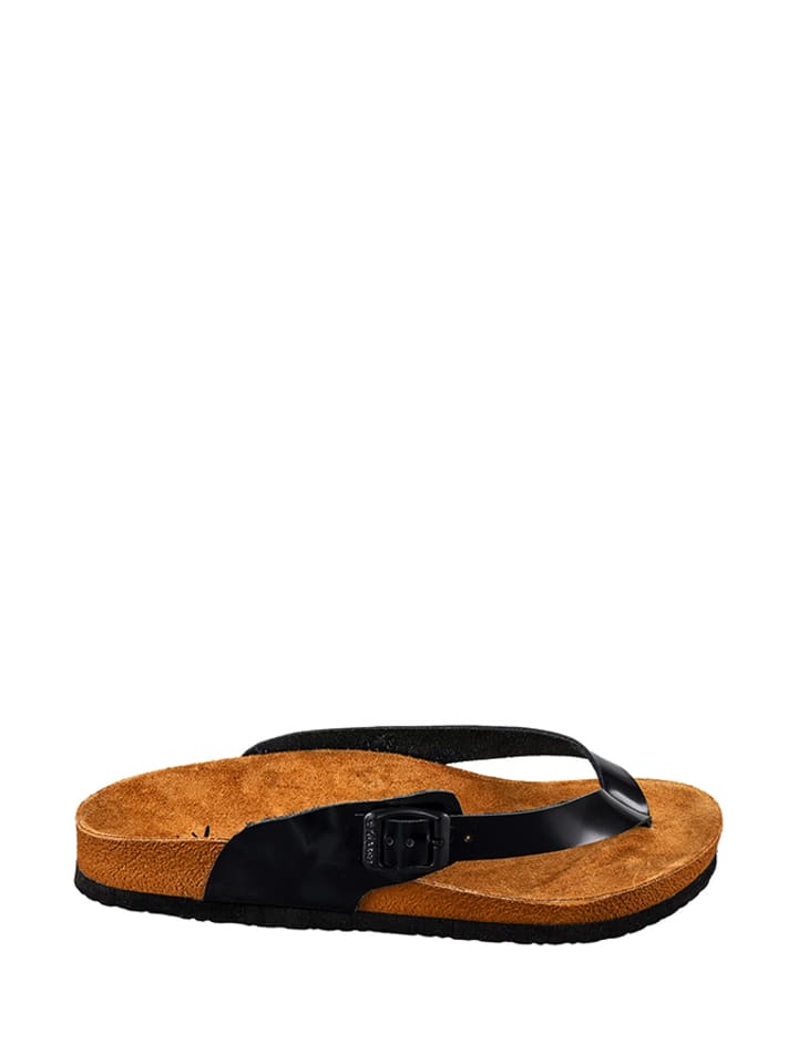 Moosefield black leather flip-flops
