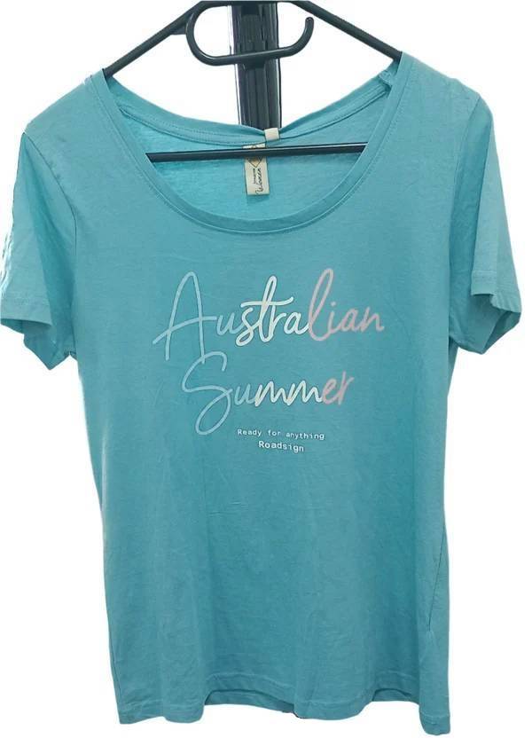 Roadsign Дамска памучна тениска, тюркоаз с принт "Australian Summer"