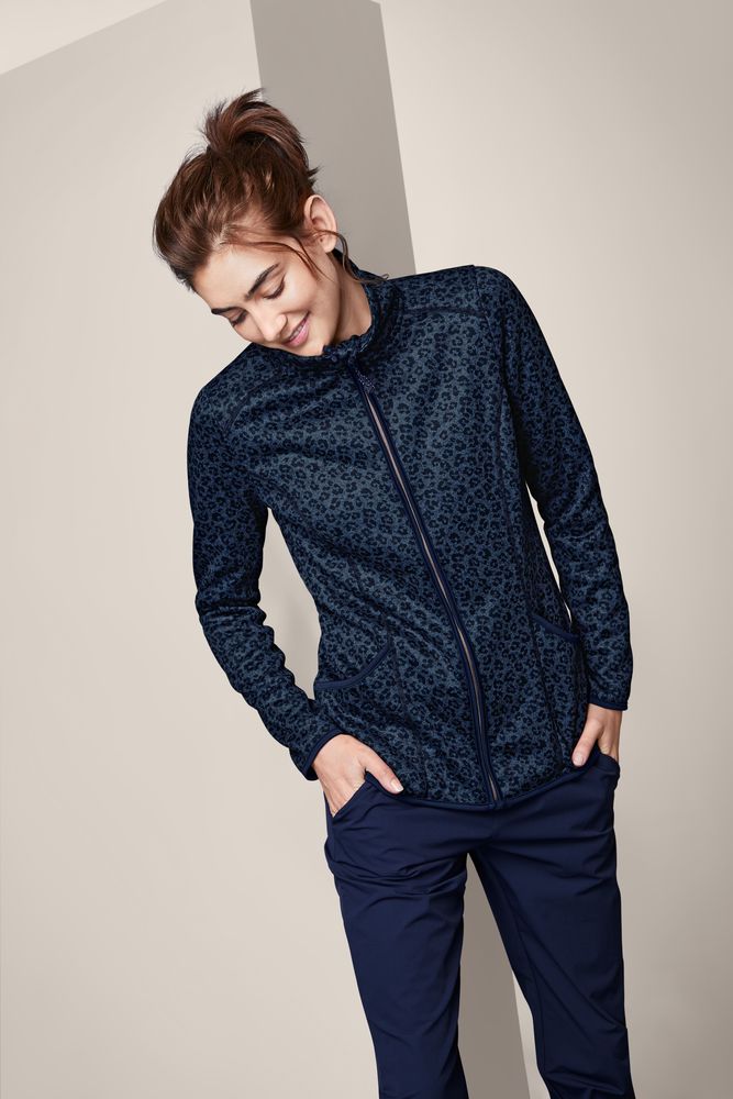 Дамски поларен суитчърт, тъмно син с принт
