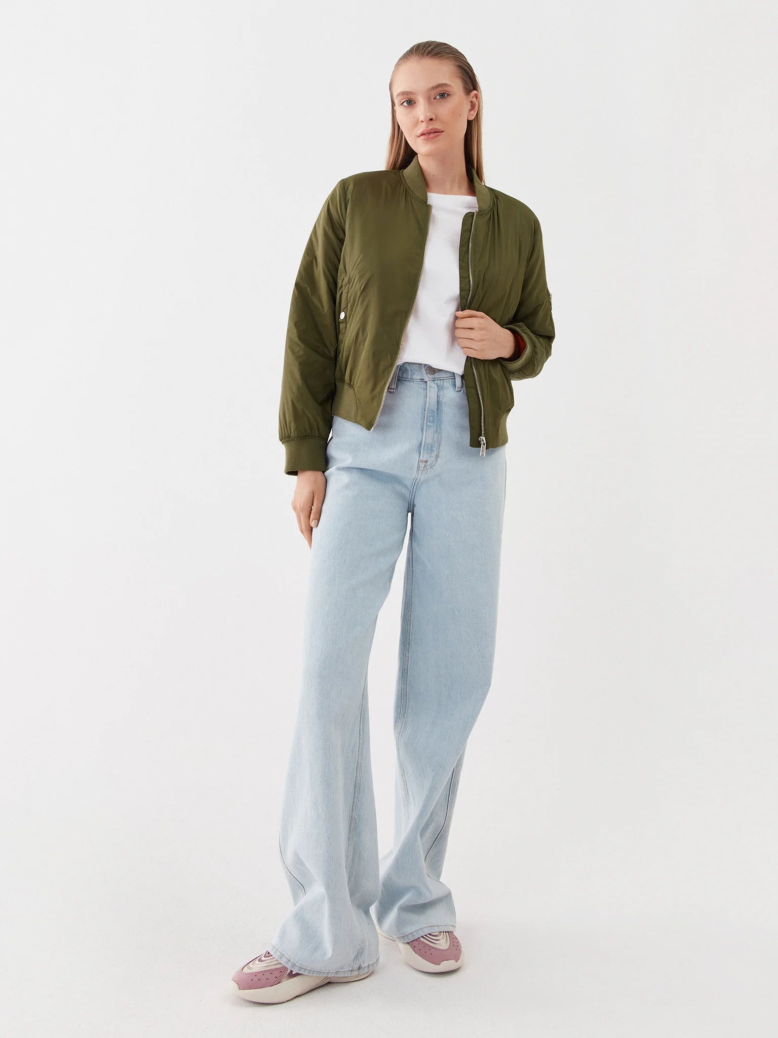 ONLY Women's classic bomber jacket, olive green