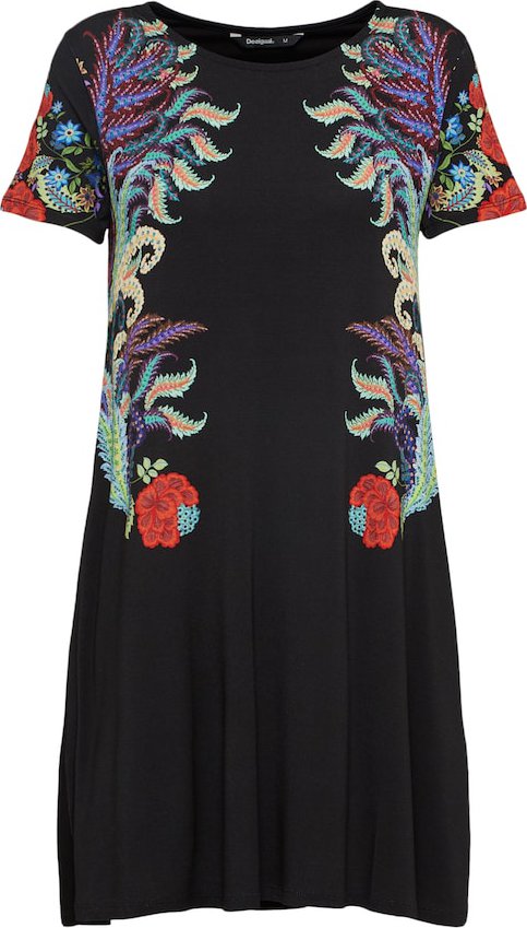 Desigual Women's knitted dress, black with floral motifs
