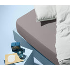 Cotton fitted sheet 140–160 x 200 cm, gray