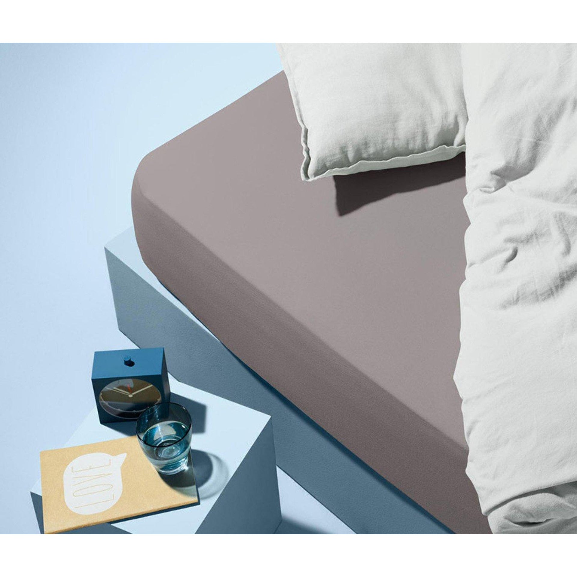 Cotton sheet with elastic 100 x 200 x 25 cm, light gray