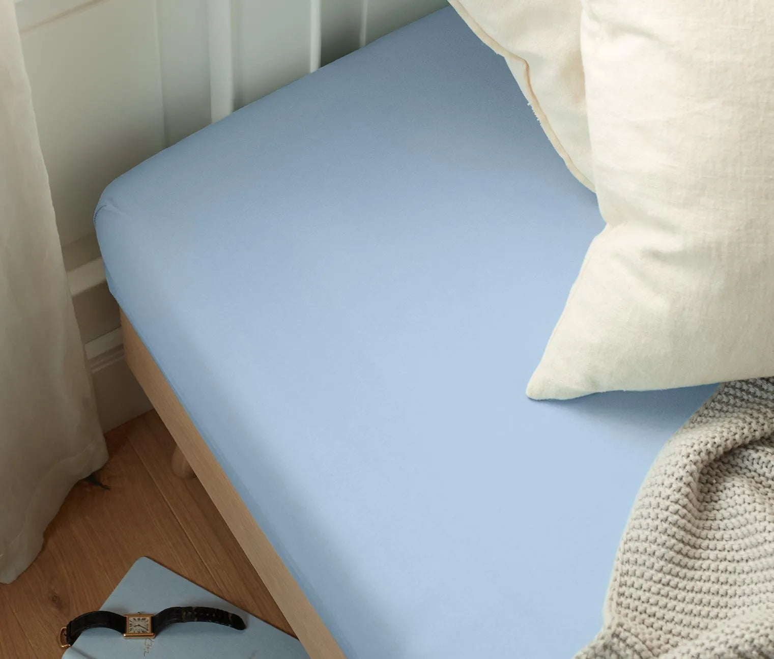 Cotton sheet with elastic, blue 90 x 190 - 100 x 200 cm