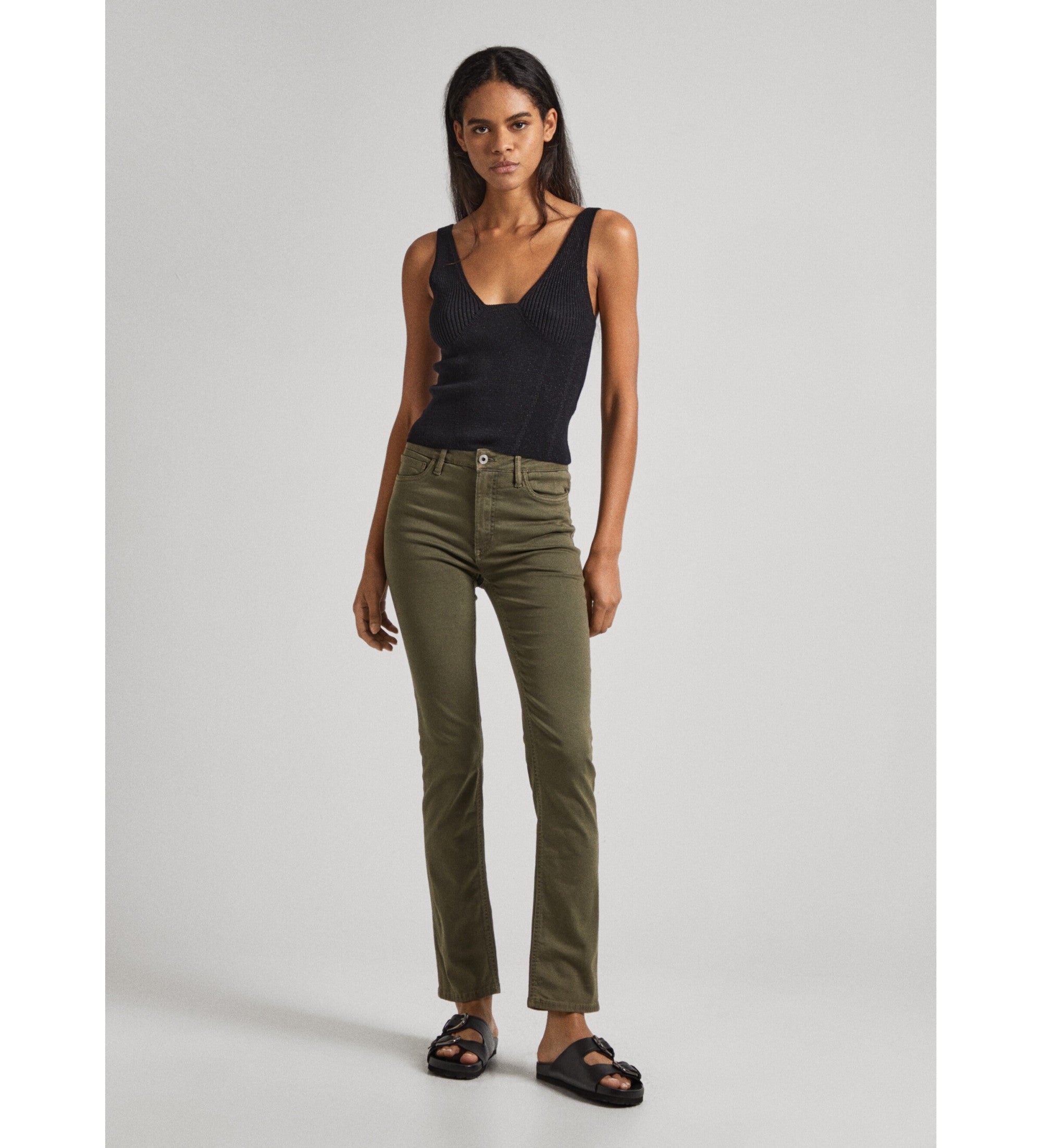 Women's cotton jeans PEPE JEANS, olive green 