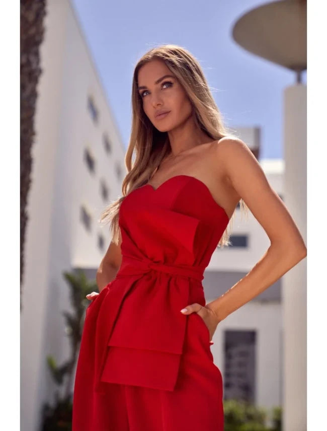 Made of Emotion Women's elegant jumpsuit with corset, red
