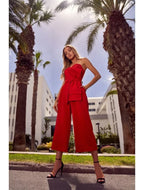 Made of Emotion Women's elegant jumpsuit with corset, red