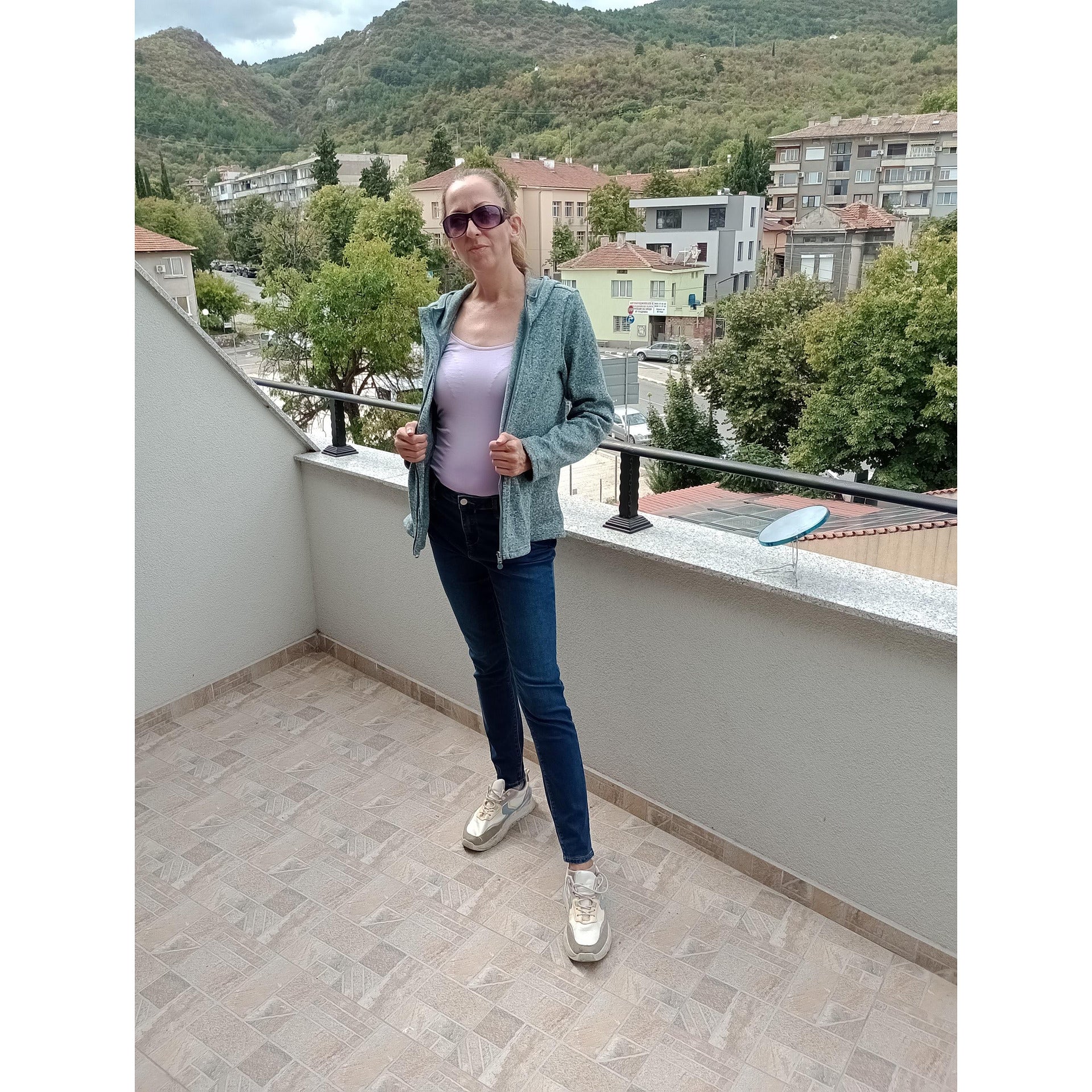 Плетено поларено яке, ментово с отблясъци, S