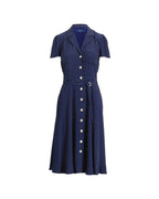 Ralph Lauren Elegant summer dress with short sleeves, blue polka dots