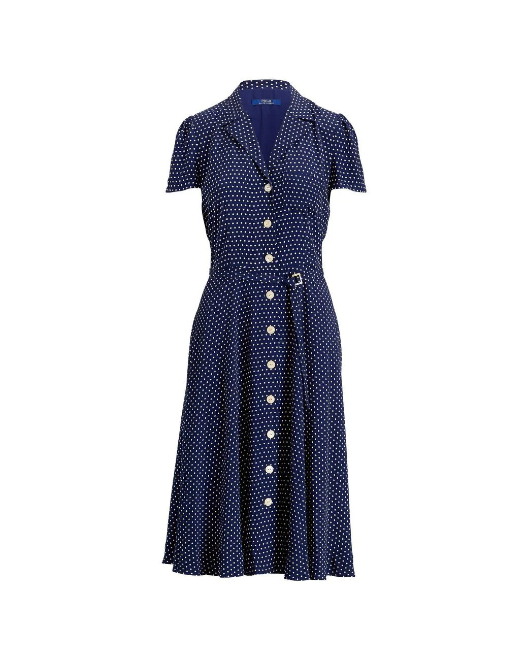 Ralph Lauren Elegant summer dress with short sleeves, blue polka dots