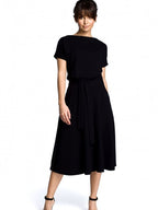 Be wear Elastic flared mid-length dress, black
