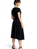 Be wear Elastic flared mid-length dress, black