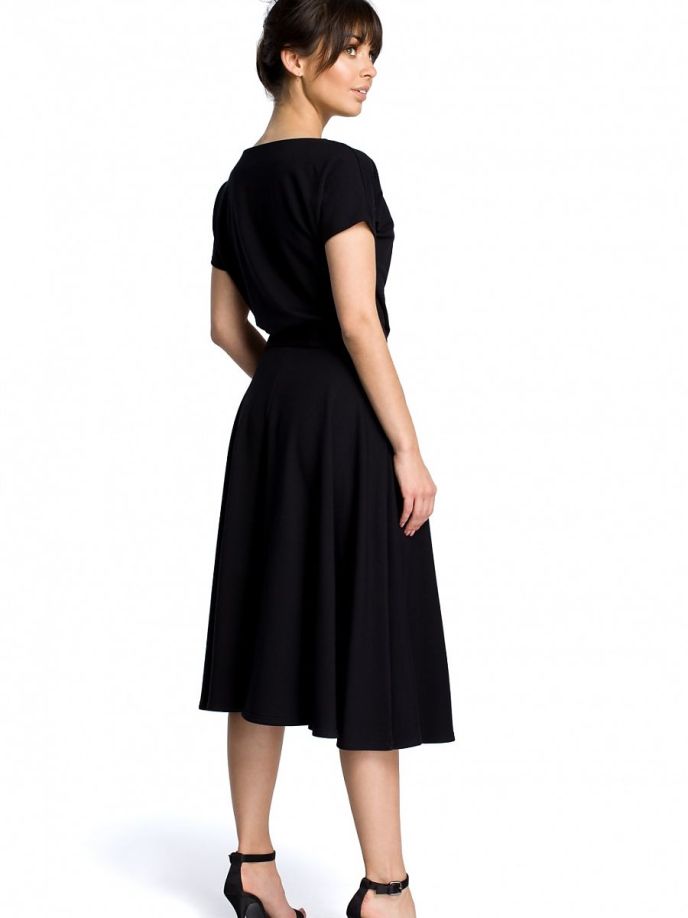 Be wear Elastic flared mid-length dress, black