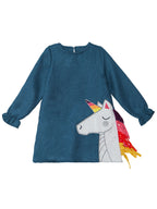 Children's dress with Unicorn applique, Denokids