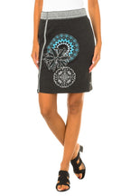 Desigual Women's elastic straight skirt, gray with embroidery
