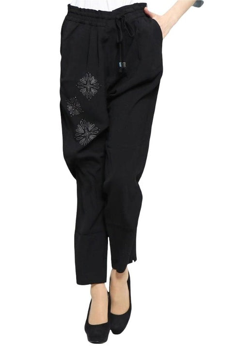 Women's sports pants with floral print Desigual, black