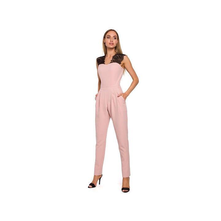 Made of Emotion Women's elegant jumpsuit with lace, pink