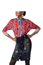 Desigual women's denim skirt, black with print