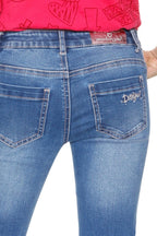Desigual Casamian children's jeans with sequin stars, blue