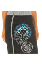 Desigual Women's elastic straight skirt, gray with embroidery
