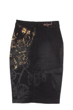 Desigual women's denim skirt, black with print