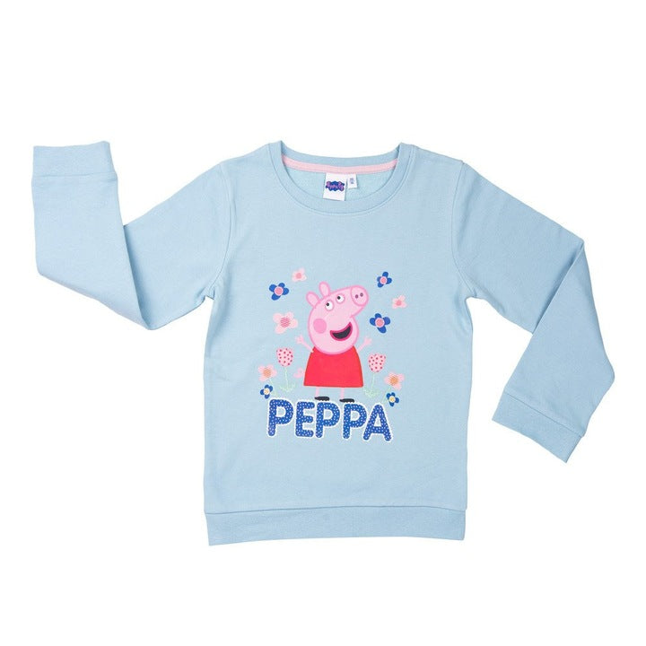 Children's cotton blouse Peppa Pig, light blue with print