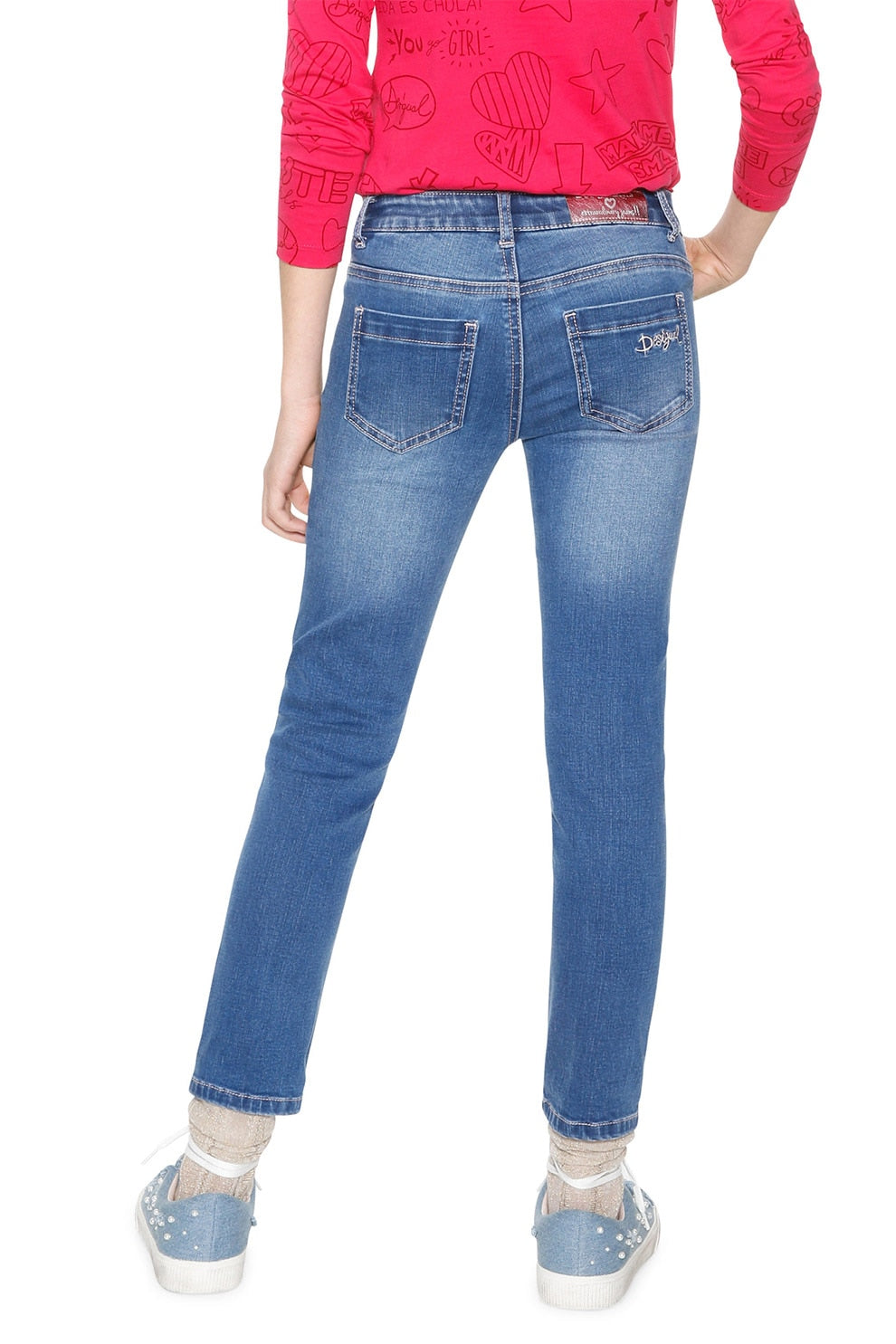 Desigual Casamian children's jeans with sequin stars, blue