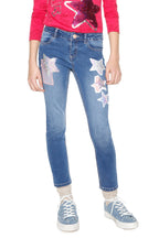 Desigual Casamian children's jeans with sequin stars, blue