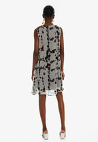 Desigual Women's elegant summer dress with sequins, black and white