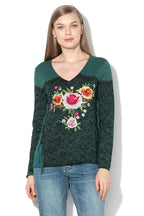 Флорална блуза Manhathan с пайети и ресни Desigual