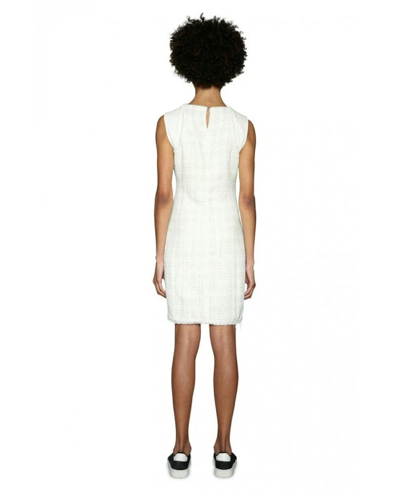 Desigual Women's Amparo dress with embroidery and metal eyelets, ecru/white