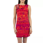 Desigual Women's short cotton dress Ignacio, red with floral print