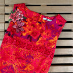 Desigual Women's short cotton dress Ignacio, red with floral print