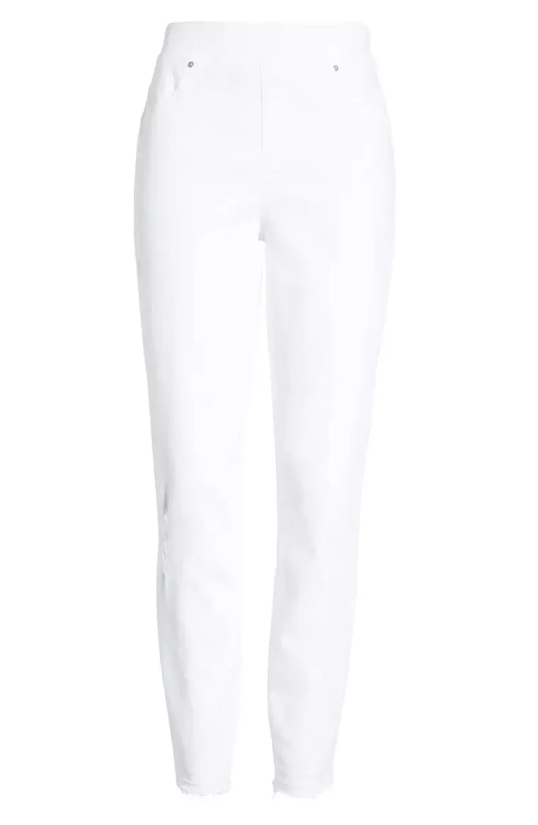 Women's white Spanx Distressed Skinny jeans with shaping effect