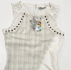 Desigual Women's Amparo dress with embroidery and metal eyelets, ecru/white