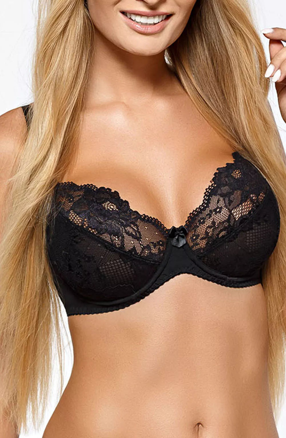 Дантелен сутиен с банели PariPari Cleo, черен