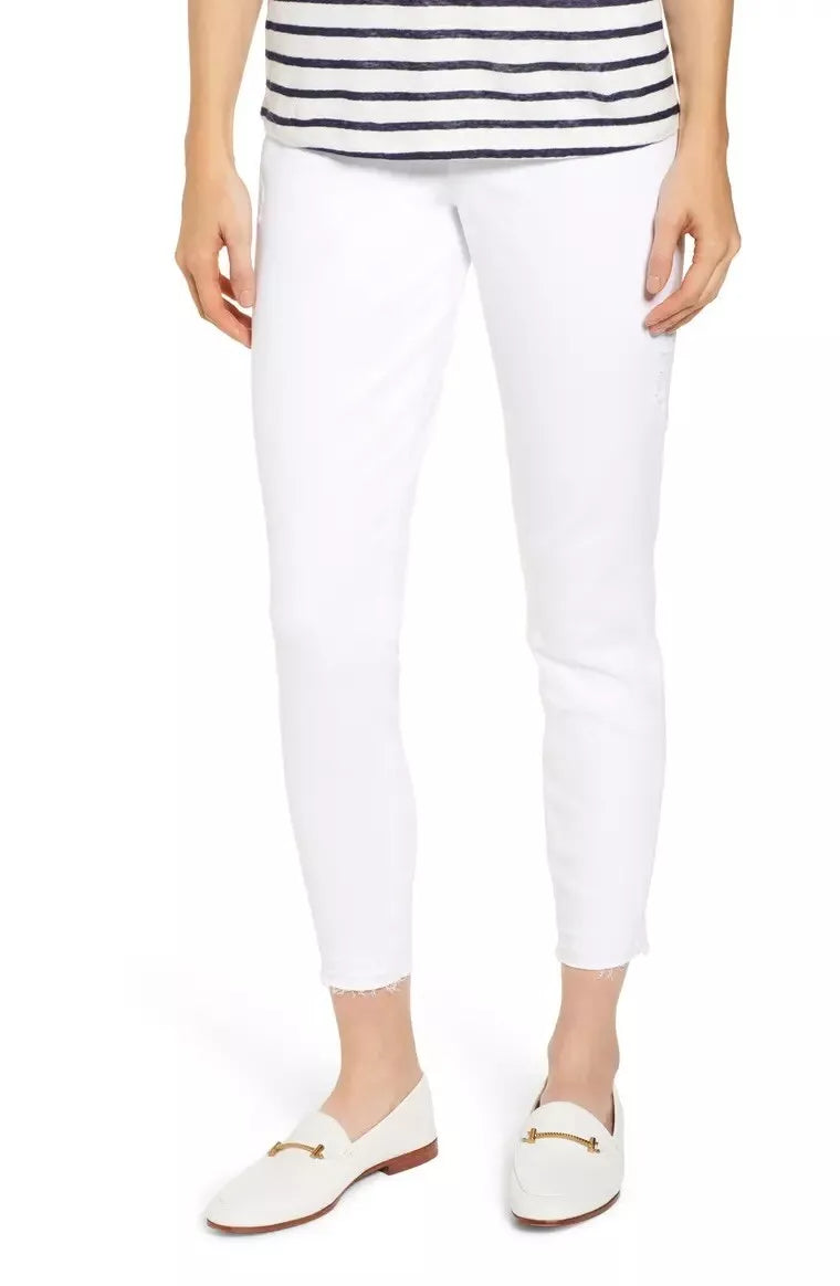 Women's white Spanx Distressed Skinny jeans with shaping effect