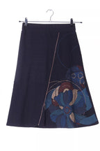 Desigual Women's knitted skirt, dark blue with floral print