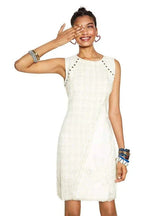 Desigual Women's Amparo dress with embroidery and metal eyelets, ecru/white